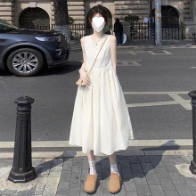 无袖白色连衣裙子女夏季2025年新款法式气质小个子质感高级感显瘦