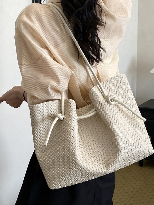 Bolsa de tejido de gran capacidad para mujeres 2026 verano nuevo estilo coreano de moda bolso de hombro de brazo de viaje bolsa de ocio