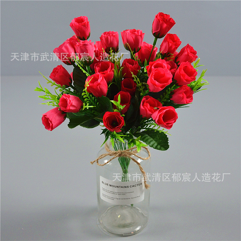 Ramo de rosas artificiales, flores artificiales, 18 coronas de tulipanes, arreglos florales, proyecto de jardinería, flores para decoración de centros comerciales