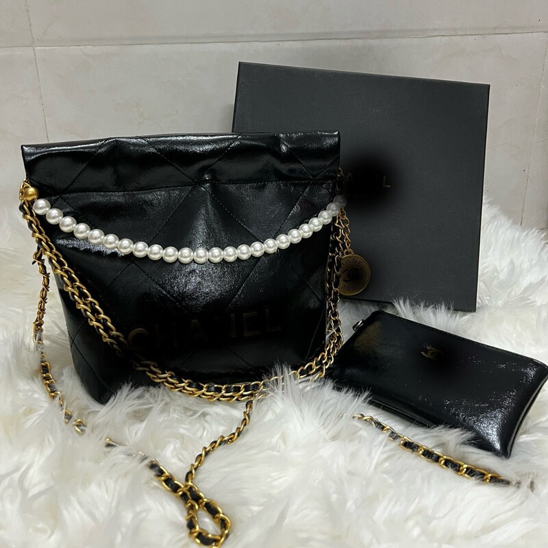 VIP integral diamond lattice chain messenger bag pearl explosion garbage bag bucket bag large capacity pearl