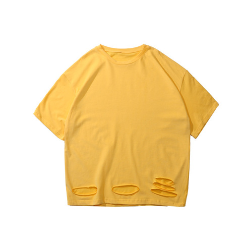 Summer brand five-point sleeve hole T-shirt for men, trendy short sleeve loose Ins casual couple round neck top base shirt