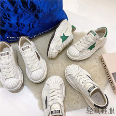 厂家直销溶解鞋女2025春秋新款真皮小白鞋复古厚底休闲板鞋韩版