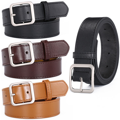 New style women's belt square buckle student retro fashion Korean version trendy decorative casual pants belt belt for women