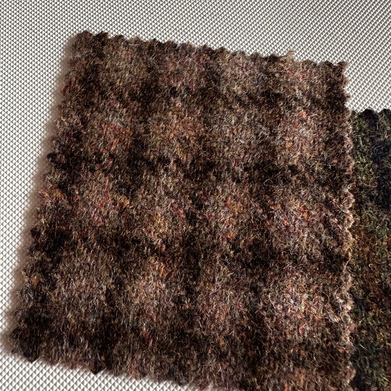 Full Wool Yarn-Dyed Blended Colorful Bouclé Brushed Jacquard Plaid Houndstooth Tweed Fabric
