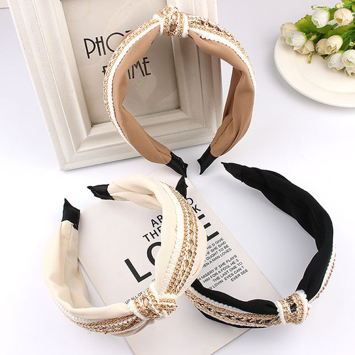 Elegant Black Pearl Fabric Hairband for Women | Versatile, Fashionable Wide-Edge Headband for Outings | Simple Hair Accessories with Chic Hair Clips