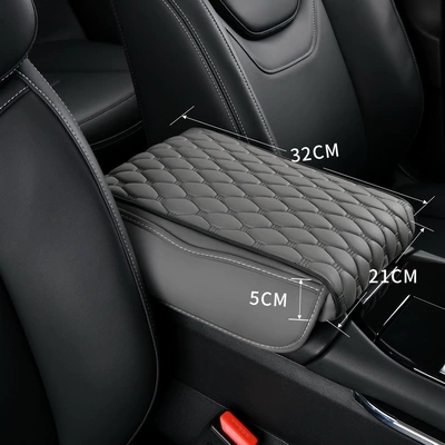 Box Heightening Pad Universal Car: Armrest box pad - large-gentleman-gray-with-storage-side-pocket-medium-thick-style