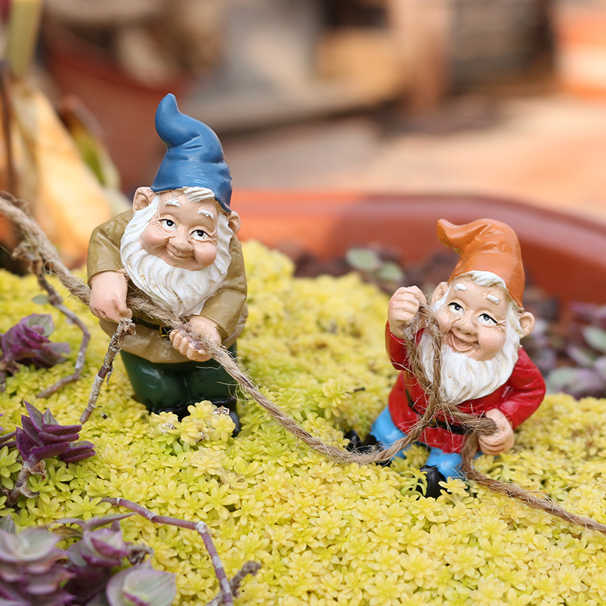  resin garden dwarf four dwarf room climbing rope outdoor garden dwarf decoration 