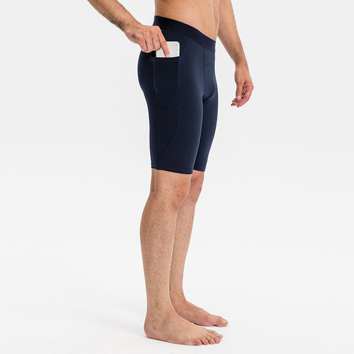 Men's tight-fitting sports shorts, quick-drying training pants with pockets, breathable stretch running fitness shorts 11408