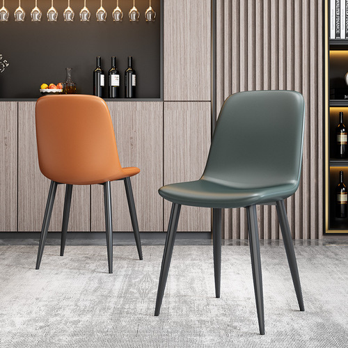 Light luxury home dining chair wrought iron dining table chair simple backrest stool negotiation chair leisure chair makeup leather chair