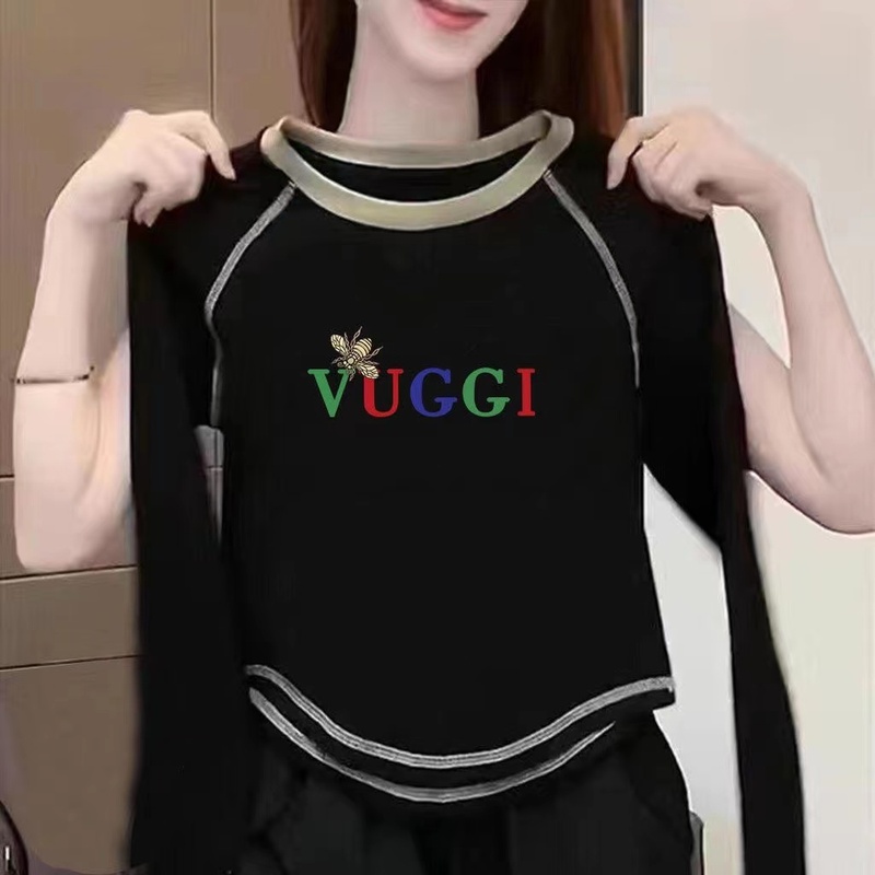 含棉打底衫女2025新款秋冬圆弧形不规则内搭长袖T恤短款别致上衣|undefined