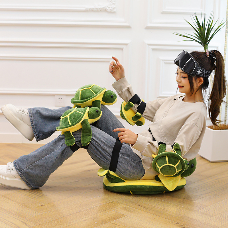 Cartoon Roller Skating Protective Gear, Little Turtle Plush Toy, Cute Turtle Hip Protector, Knee Protector, Anti-Fall Cushion for Adults and Children