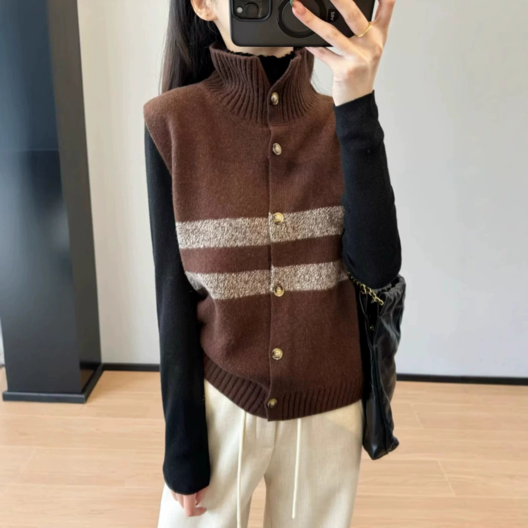 Мода Millard Контакт трикотажный жилет женский 2025 весна и осень новый ретро без рукавов жилетка