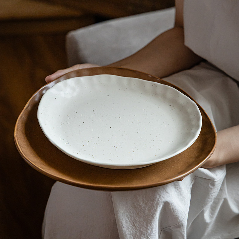 Platos de cerámica mate mate, platos de forma especial, platos de platos caseros, platos de pasta, platos de ensalada