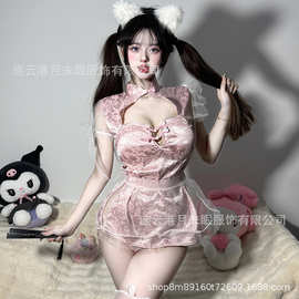 情趣内衣性感镂空复古盘扣旗袍制服床上诱惑火辣套装镂空制服诱惑