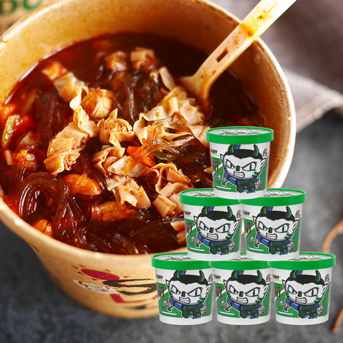 Food tribe people's hot and sour powder, spicy fried belly powder, barreled Chongqing authentic sweet potato powder, whole box wholesale Huajia snail powder