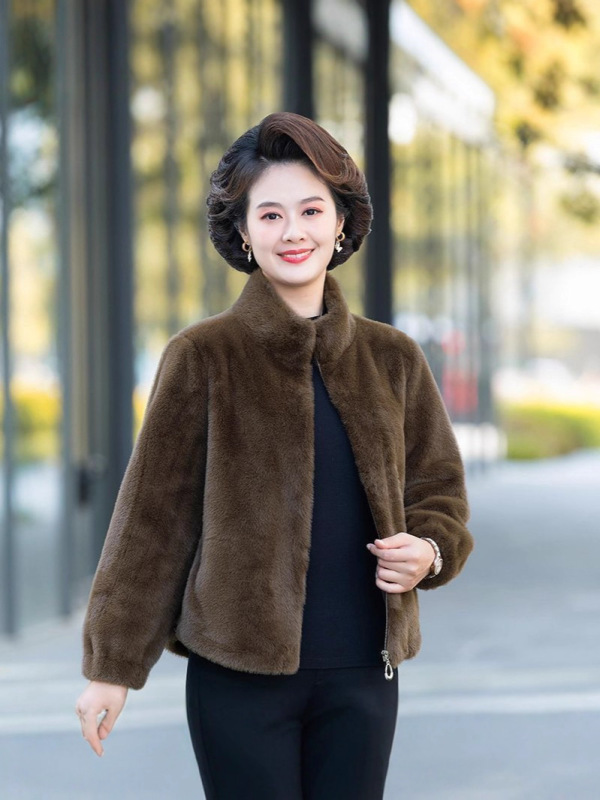 时尚百搭加厚保暖女装2025立领外套高档洋气纯色短款爆款冬季开衫|undefined