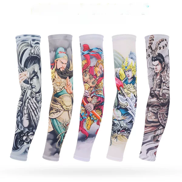 Ice Silk Sunscreen Sleeves Outdoor Riding Flower Arm Tattoo Men's and Women's Arm Bearings Driving Arm Sleeves Fishing Sleeves
