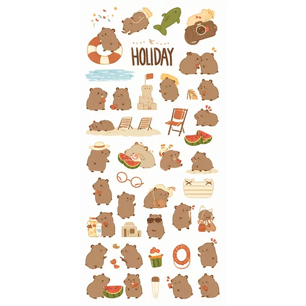 Pet Waterproof Traceless Planner Stickers Decorative Small Patterns Cartoon Cream Rabbit Little Girl Stickers Anti-Fouling Adhesive