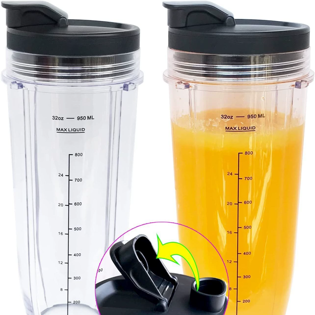Пластиковое стеклянное крышка, 32 oz