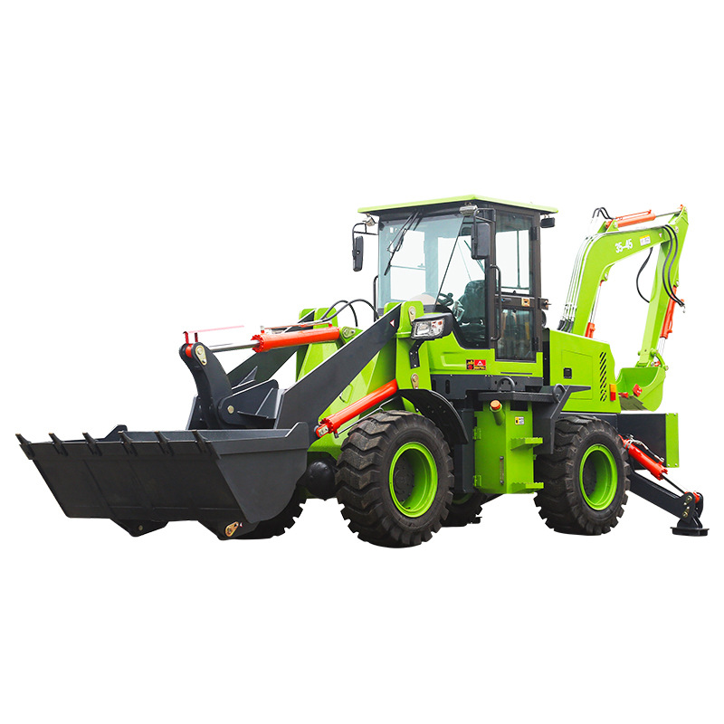 Dos cargadores de excavación ocupados, ingeniería totalmente hidráulica, montacargas diesel de limpieza de estiércol agrícola, pala delantera, excavación trasera, cargador integrado