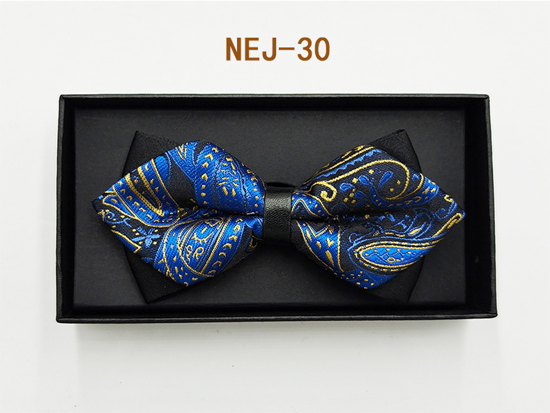 Pajarita negra de color sólido para hombre Boda británica Boda novio padrino traje camisa arco caja de regalo embalaje