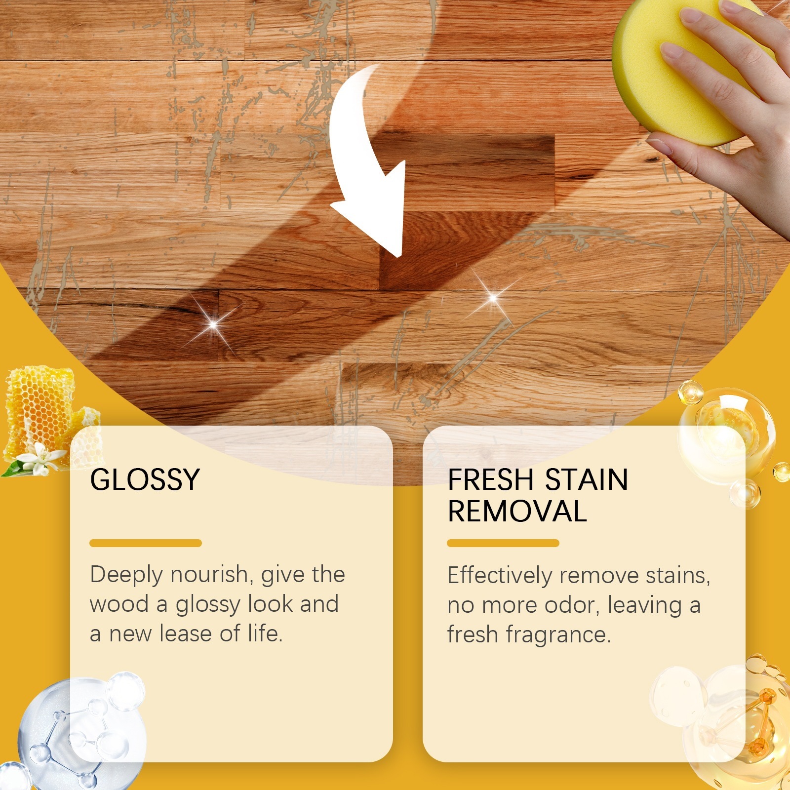 Jakehoe madera pulido pulverización cera de abeja para muebles de curado pulido protector de color nutriente anti-agrietamiento pulverización de madera seca image 3