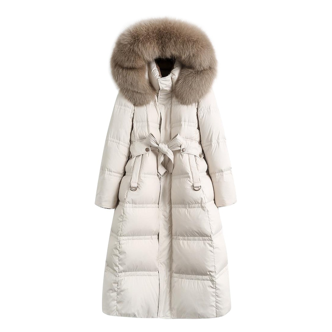 真狐毛襟ダウンジャケットの女性2023年の新型ウエストは痩せています。