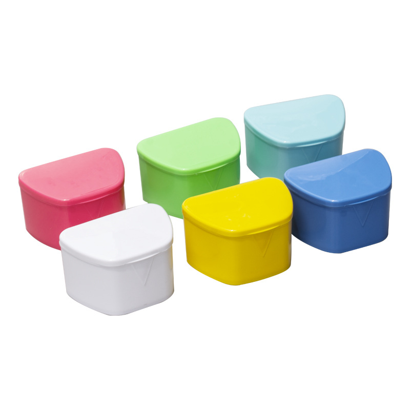 Caja de dientes de color dental, caja de almacenamiento de dientes trapezoidal, caja de retenedor, caja de dentadura, caja de dentadura, caja de frenillos, caja de almacenamiento
