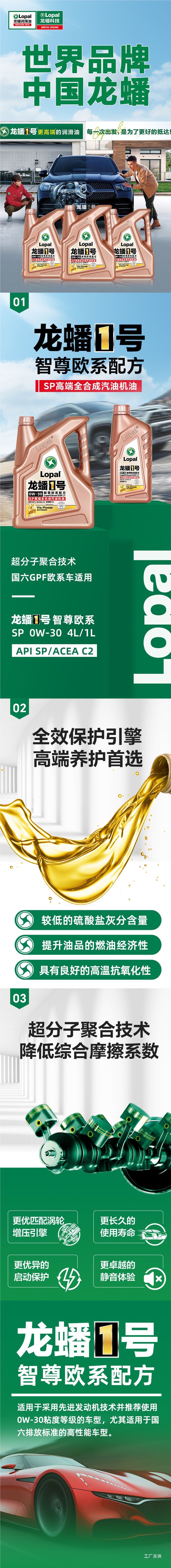 Gasoline Engine Oil Longpan No. 1 Smart European Formula Sp 0W30 Fully Synthetic Engine Oil 4L/1L Other