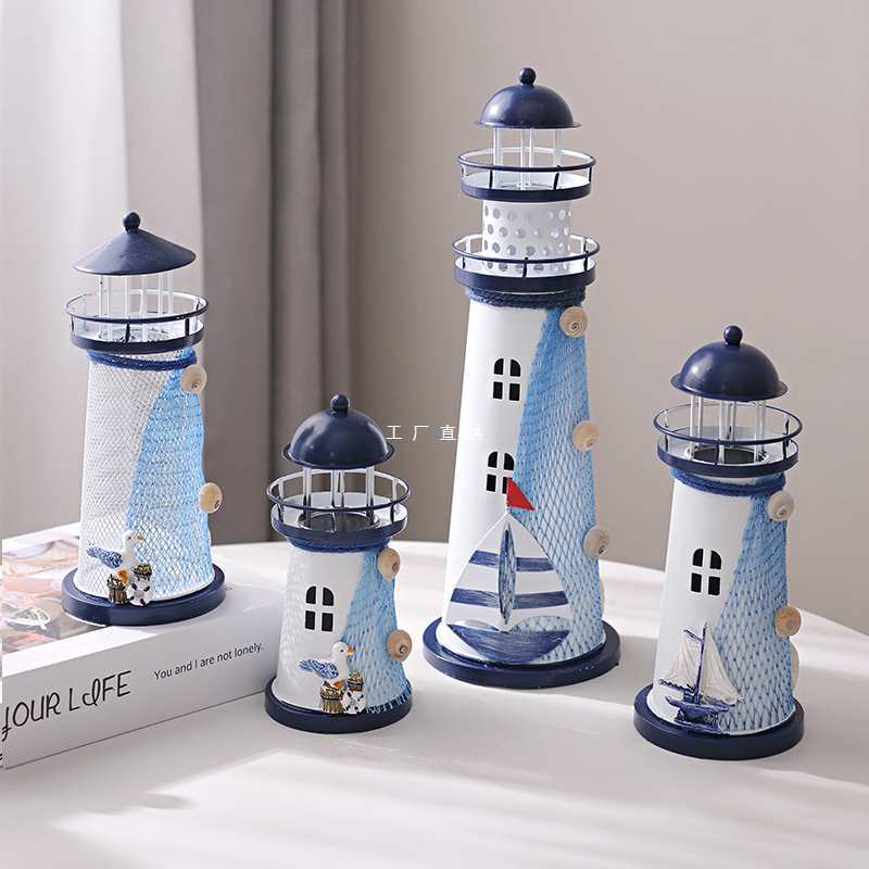 Mediterranean Iron Electronic Lighthouse Ornaments Creative Desktop Ocean Style Photography Props Seaside Tourist Souvenirs Mediterranean Iron Electronic Lighthouse Ornaments Creative Desktop Ocean Style Photography Props Seaside Tourist Souvenirs