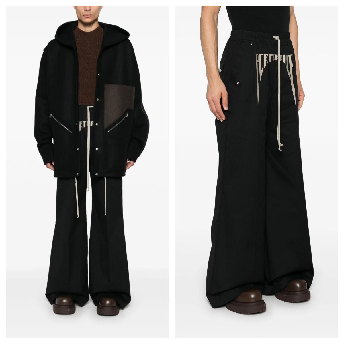Dark Slogan Embroidered Silk Twill Wide Leg Straight Leg Loose Trousers mid Waist Long Pants Non-Stretch Care_mkmklike.com