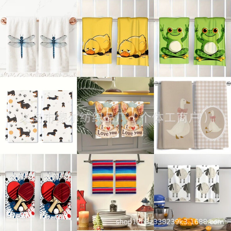 Cross-Border Hot-Selling Microfiber Towels with Custom Printed Cartoon Designs, Kitchen Dish Towels, Water-Absorbent Quick-Dry Tea Towels Cross-Border Hot-Selling Microfiber Towels with Custom Printed Cartoon Designs, Kitchen Dish Towels, Water-Absorbent Quick-Dry Tea Towels