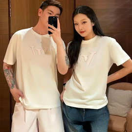 早秋新款大logo字母徽标百搭宽松时尚圆领休闲短袖T恤男女同款