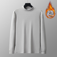 Double-sided Fleece Half-Neck Long-Sleeve Men's Collar Warm Winter Top 2023 New Fleece Inner Layer Base Shirt Trendy