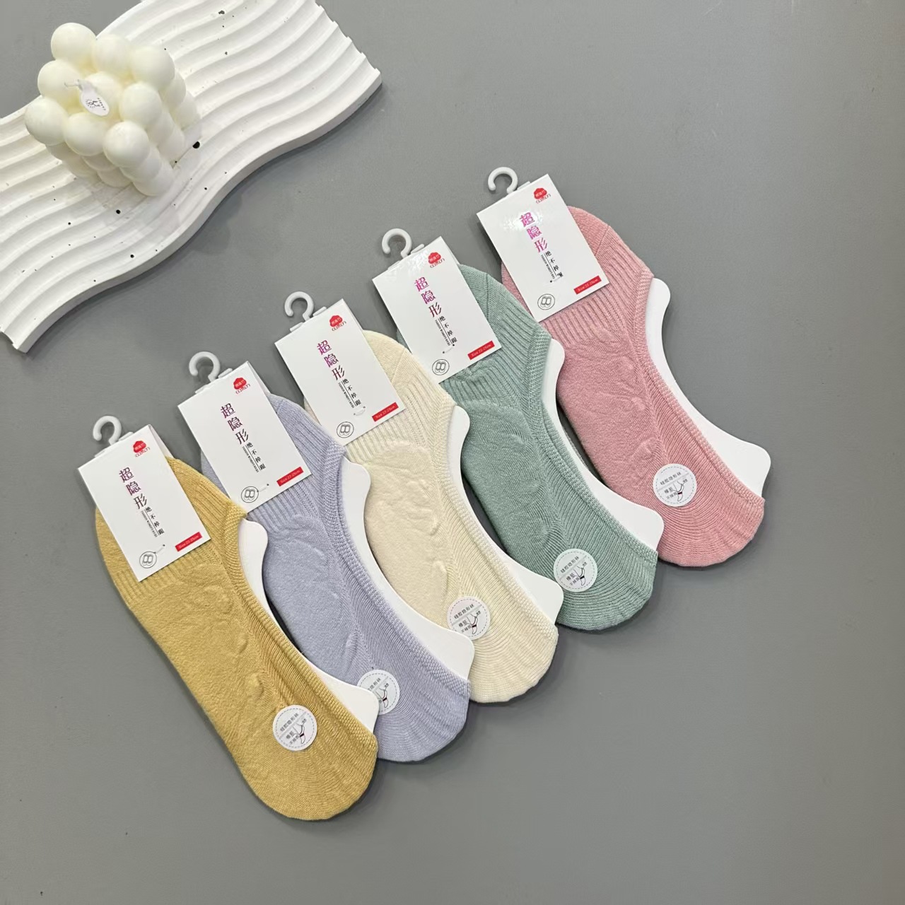 Men's and women's super invisible socks spring and summer combed cotton non-slip with solid color sweat-absorbent men's and women's shallow socks short boat socks