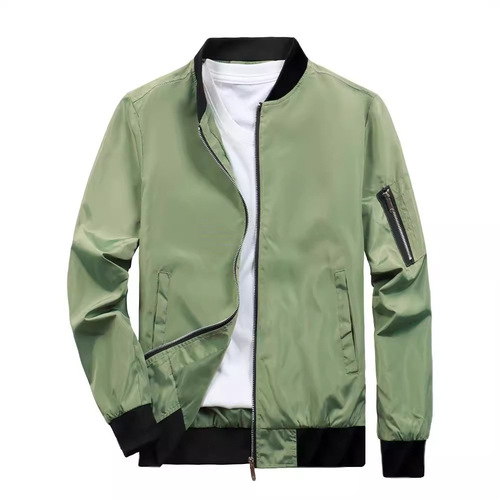Fashion Men's Jacket Spring and Autumn Casual Thin Cardigan Youth and Middle-aged Zip-up Stand Collar Large Size Outerwear