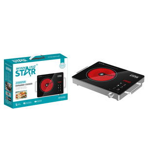 Winningstar Cross-Border Household Cooking, Stewing, Barbecue Multi-Functional Black Crystal Touch Panel Single-Burner Electric Ceramic Stove
