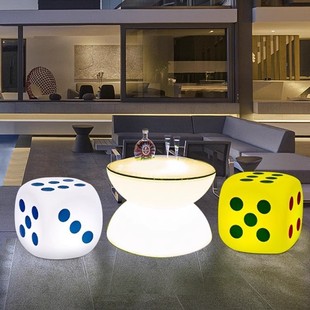 LED Colorful Luminous Dice Coffee Table Stool Outdoor KTV Bar Table and Chair Decorative Light Waterproof Remote Control Luminous Furniture