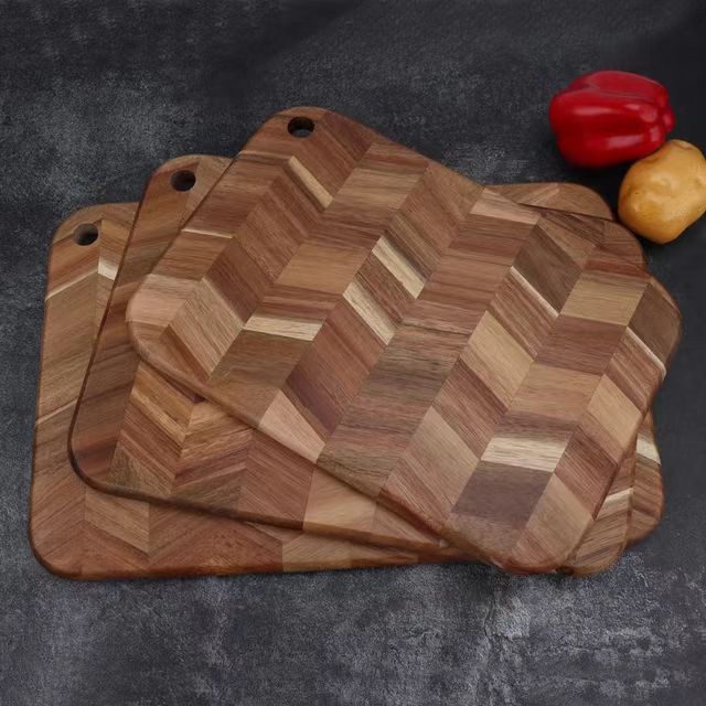 Tablero de corte de madera de acacia importada transfronteriza de Amazon Hogar Tablero de corte de grano de Espina de madera maciza engrosada tabla de corte de fruta de madera maciza