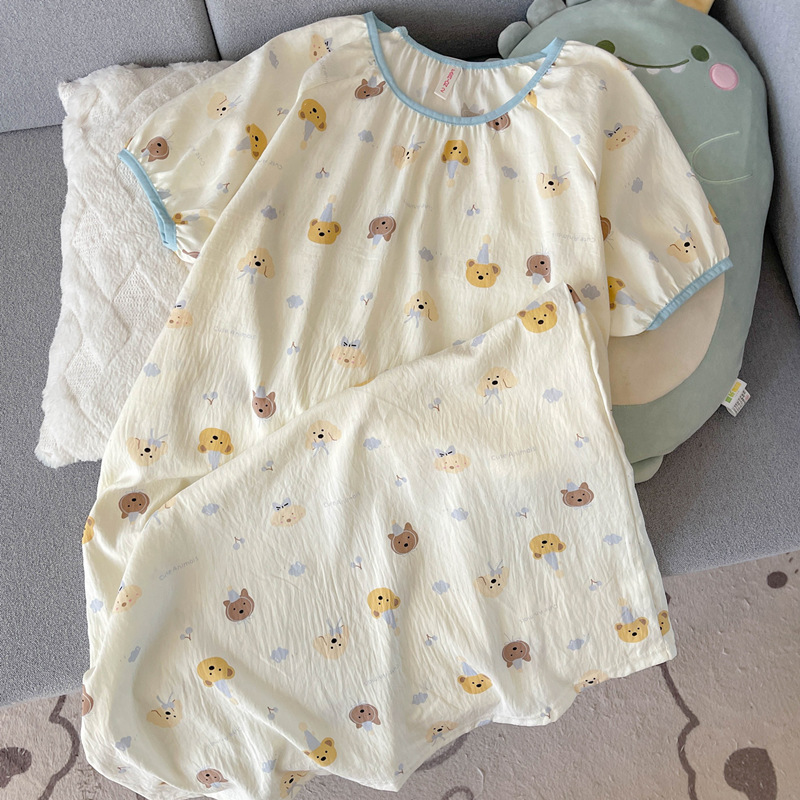 Mikko pijama de mujer de verano de gaza de algodón vestido de pijama japonés lindo estudiante de verano ropa de casa puede usar fuera