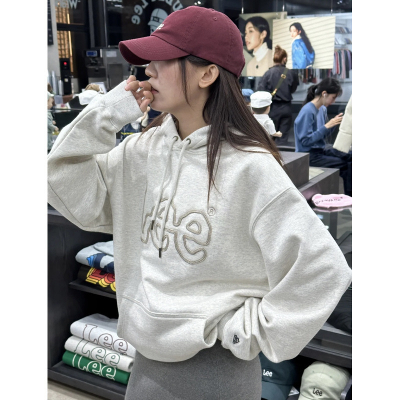 スポット韓国リー文字刺繍フード付きスウェットシャツ男性と女性のための春と秋のカジュアル多用途フード付きスウェットシャツジャケット|undefined