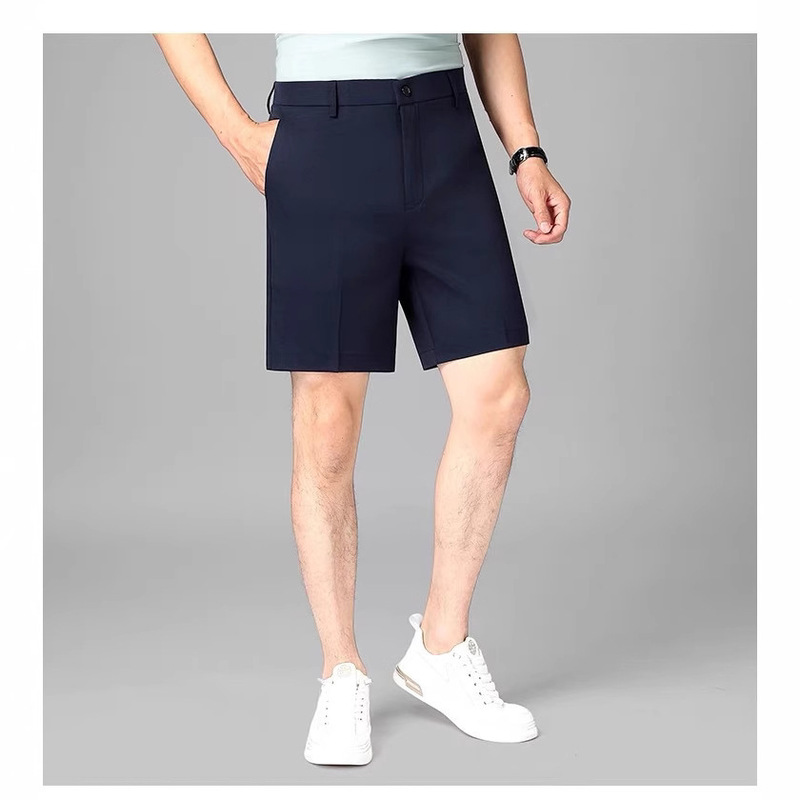 New Solid Color Slim-Fit Men's Summer Fashion Shorts Casual Versatile Mid-Length Pants with a High-End Feel