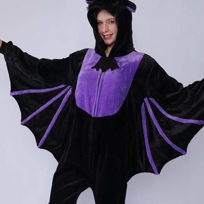 Cross-Border Black Bat Cosplay Cartoon Animal Onesie Pajamas for Parent-Child Performances and Home Wear, Suitable for Outdoor Wear, Couple Style Cross-Border Black Bat Cosplay Cartoon Animal Onesie Pajamas for Parent-Child Performances and Home Wear, Suitable for Outdoor Wear, Couple Style