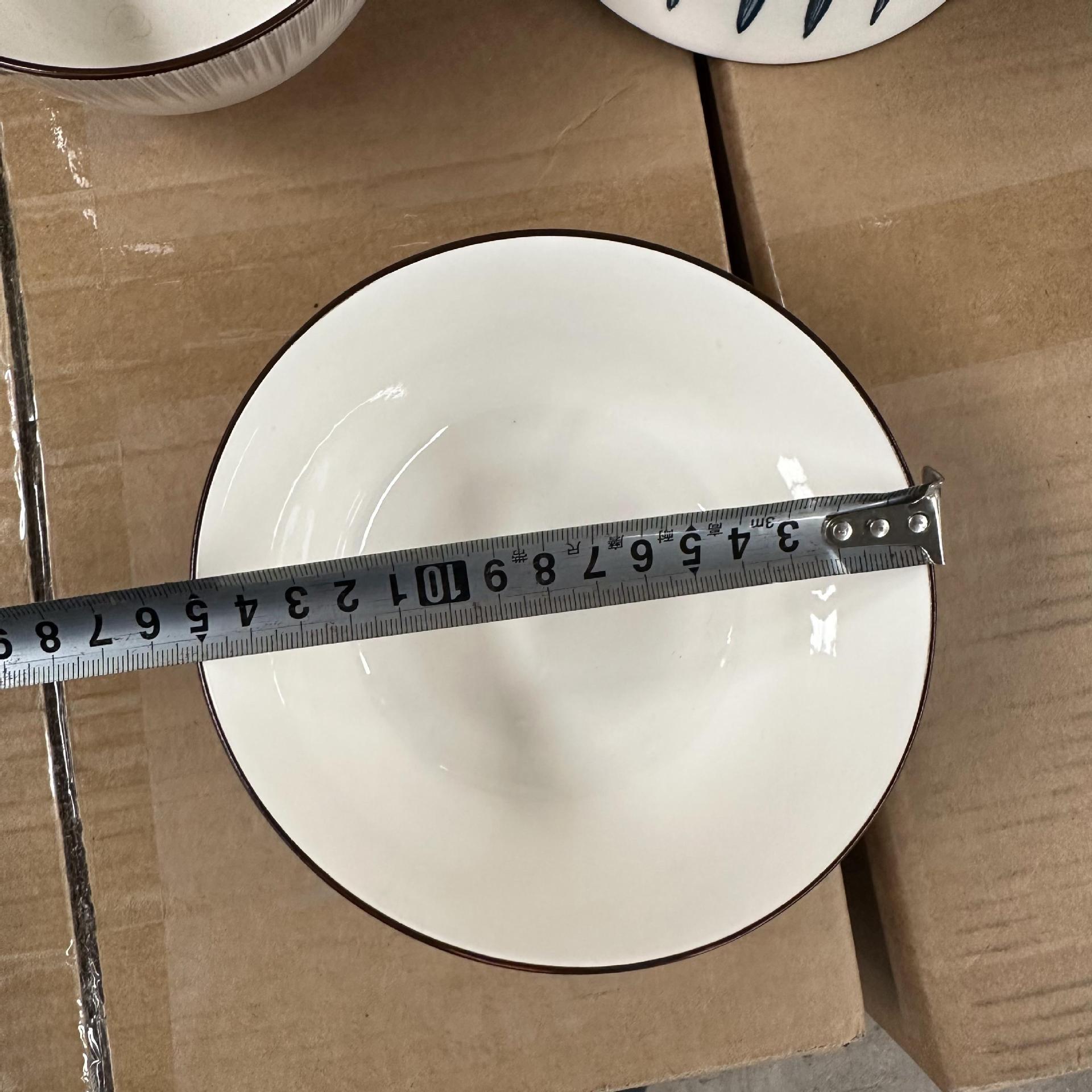 Venta al por mayor de cerámica 6 pulgadas ensaladera melocotón naranja grande pequeño ciervo lluvia de meteoros tazón grande tazón de sopa dos yuanes puesto