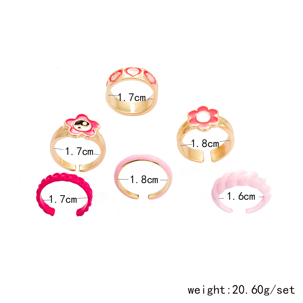 European And American Cross-border Flower Stitching Ring Personality Flower Tai Chi Opening 6-piece Ring Set display picture 1