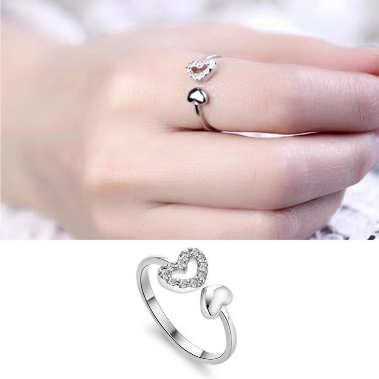 Fashion Heart Shape Copper Inlay Zircon Rings