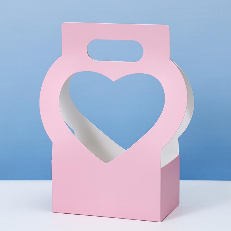 Caja de embalaje de flores creativas de amor Caja de mano de flores de papel del día de la madre Caja de regalo de vacaciones de flores huecas