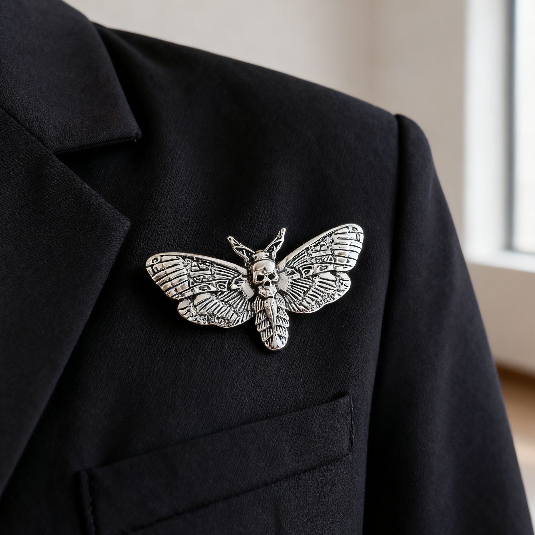 跨境骷髅头飞蛾胸针暗黑系哥特风个性设计潮酷饰品时尚女蝴蝶高级
