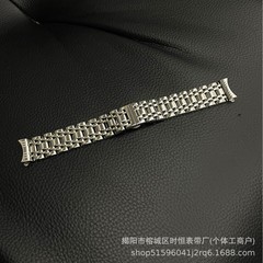 适用米亚不锈钢手表配件七珠实心钢带表带蝴蝶扣20MM男士表带片耳