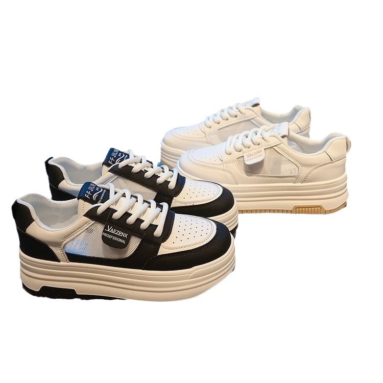 Pequeños zapatos blancos para mujeres primavera y verano 2024 nuevos zapatos de estilo universal zapatos de suela gruesa zapatos casuales de malla transpirables zapatos de mujer